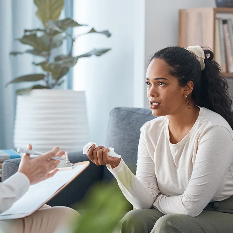 A therapist in conversation with a client