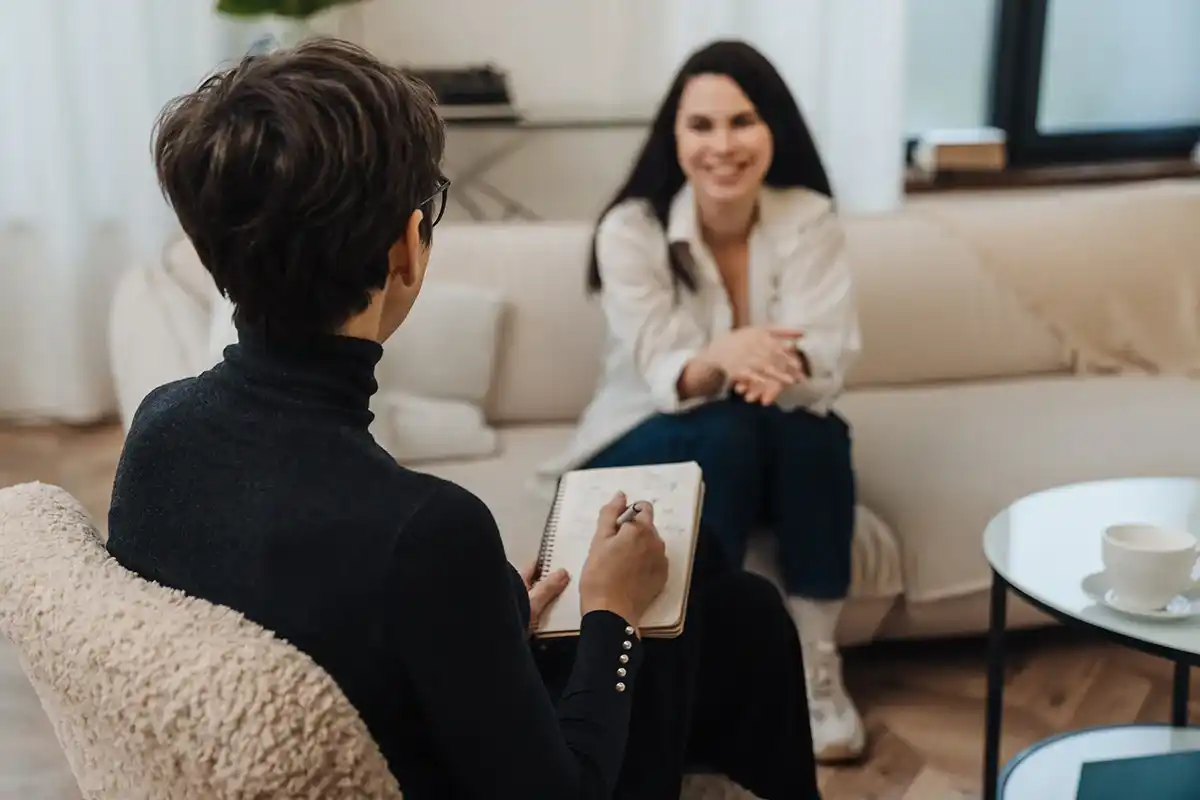 A client in a trauma-informed therapy session